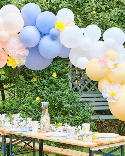 Pastel Balloon Arch with Tissue Paper Flowers - 60 Balloons