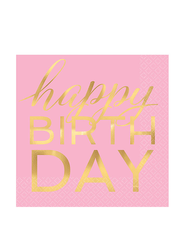 Confetti Fun Pink Happy Birthday Paper Napkins 33cm (16pk)