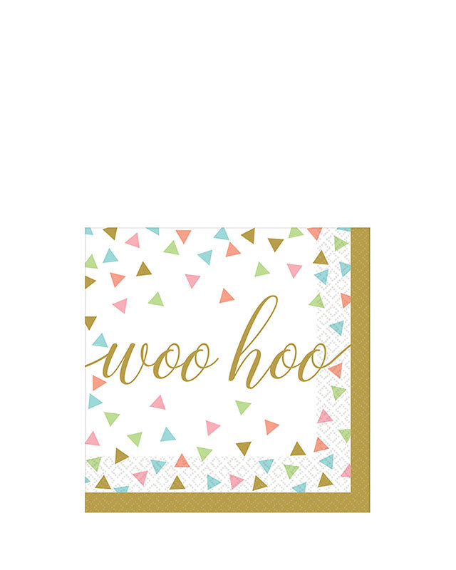 Confetti Fun Woo Hoo Beverage Paper Napkins 25cm (36pk)
