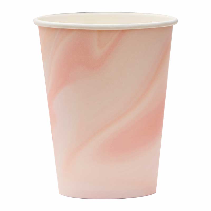 Pink Marble Paper Cups - 266ml (8pk) – product image 2
