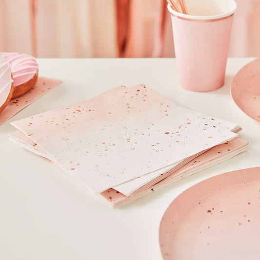 Ombre Rose Gold Paper Napkins - 36cm (16pk)