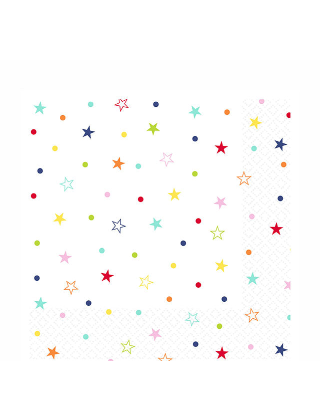 Multi Coloured Star Print Paper Napkins 33cm (20pk)