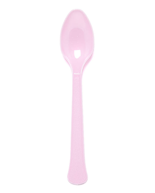 Baby Pink Reusable Plastic Spoons (24pk)