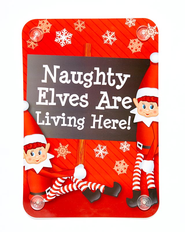 Naughty Elf Window Sign - Assorted