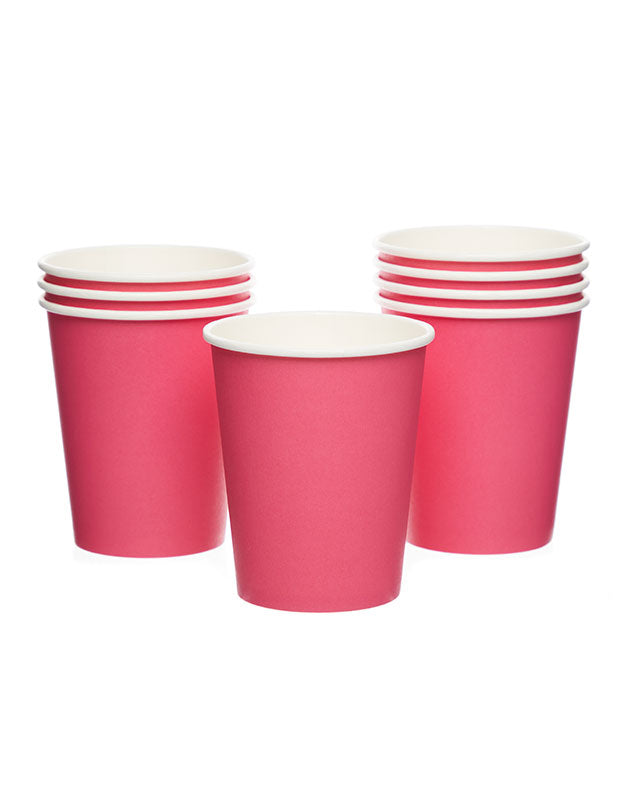 Bright Pink Paper Cups - 237ml (8pk)