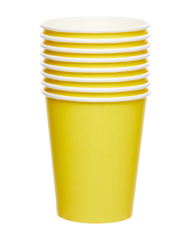 Yellow Paper Cups - 237ml (8pk)