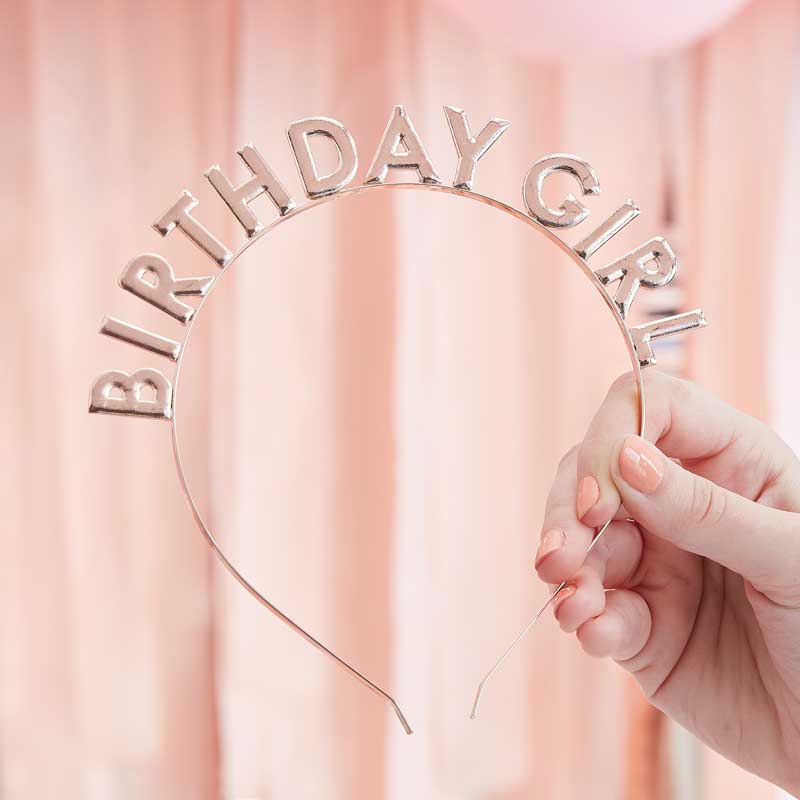Rose Gold Birthday Girl Metal Headband