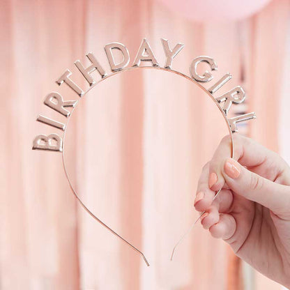 Rose Gold Birthday Girl Metal Headband