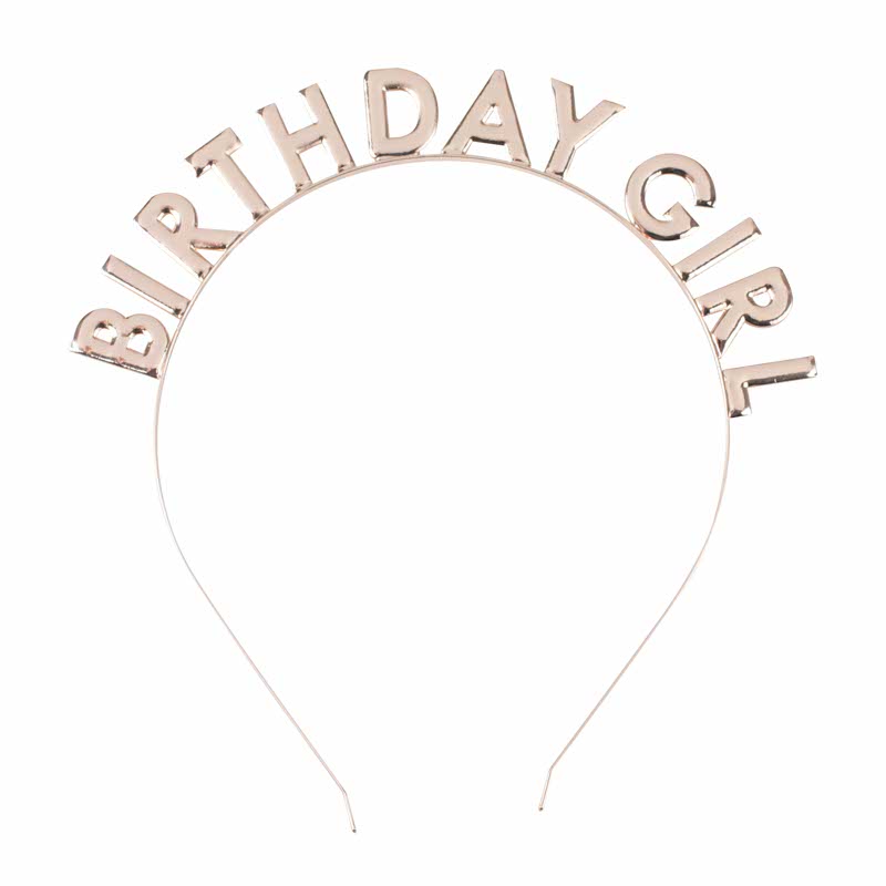 Rose Gold Birthday Girl Metal Headband