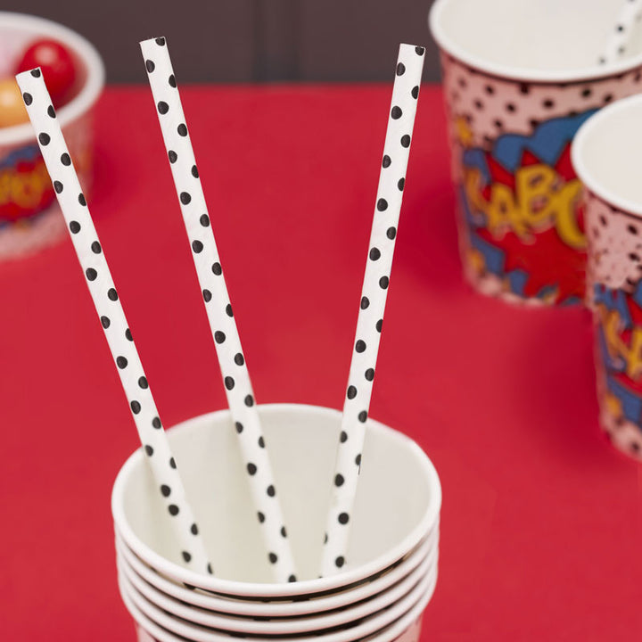 Black & White Polka Dot Paper Straws (20pk) – product image 1