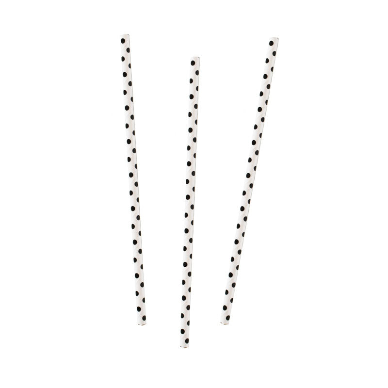 Black & White Polka Dot Paper Straws (20pk) – product image 2