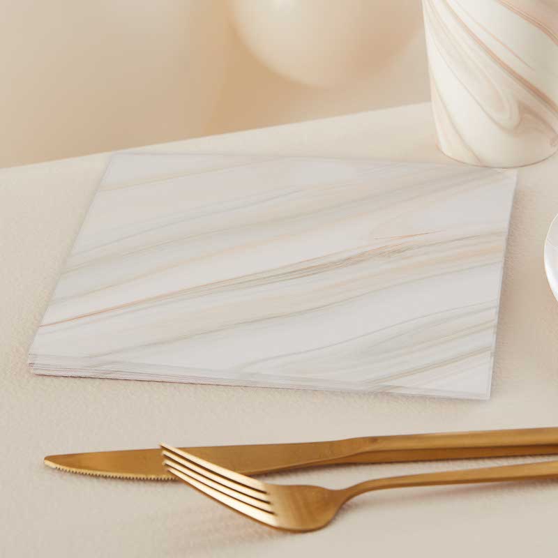 Natural Marble Paper Napkins - 33cm (16pk)