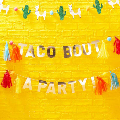 Gold Taco Party Pompom & Tassle Paper Banner - 1.5m