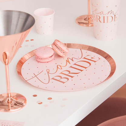 Rose Gold Team Bride Plates - 25cm (8pk)