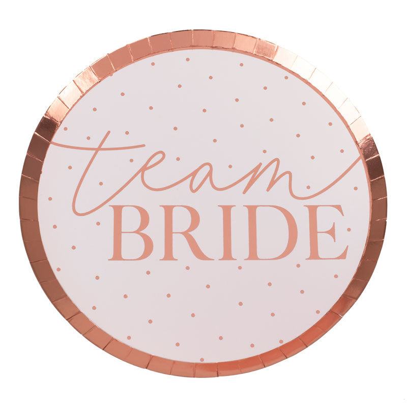 Rose Gold Team Bride Plates - 25cm (8pk)