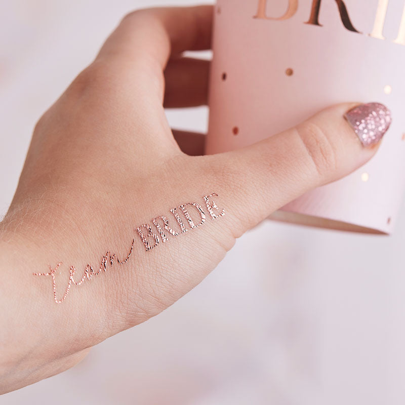 Rose Gold Team Bride Tattoos (16pk)