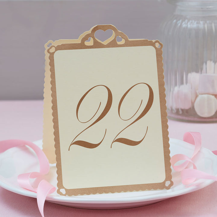 Ivory & Gold Table Numbers 13-24 (12pk)