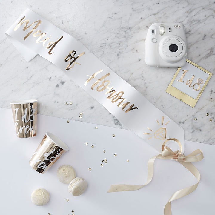 Gold Maid of Honour Paper Sash – product image 1