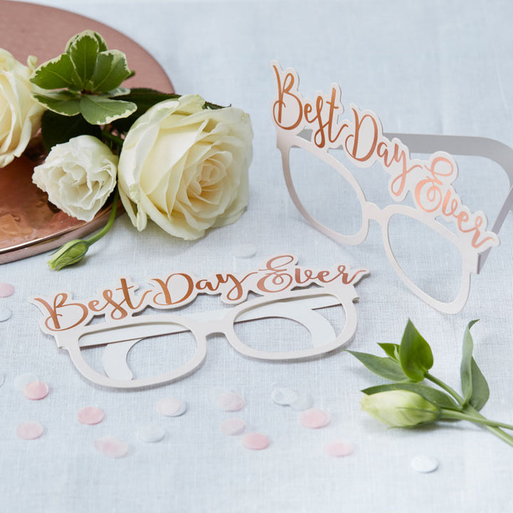 Rose Gold Best Day Ever Paper Glasses (8pk) – product image 1