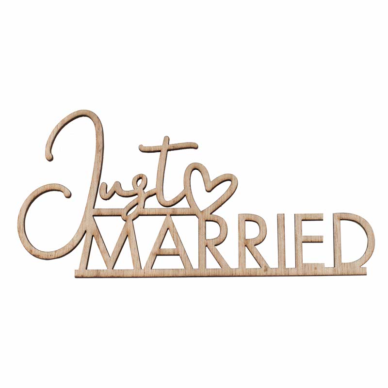 Wooden Just Married Table Decor - 14cm (6pk)