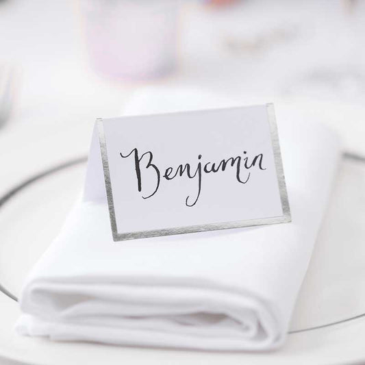 Silver Foiled Boarder Place Cards (10pk)