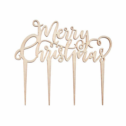 Wooden Merry Christmas Cake Topper