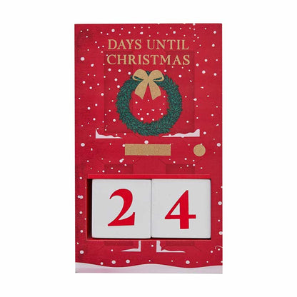 Red Wooden Christmas Door Countdown Calendar - 15cm