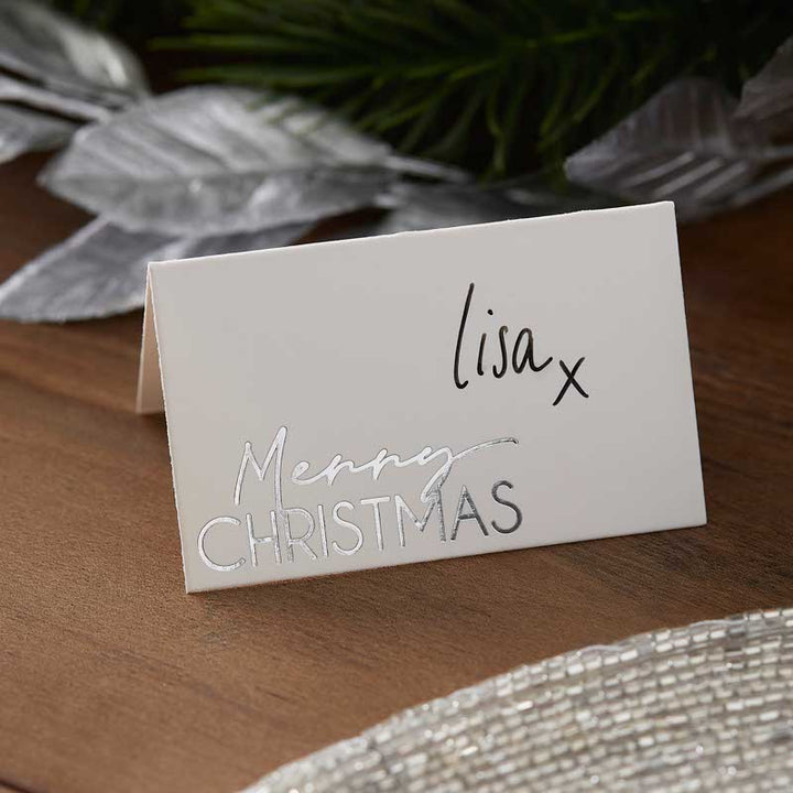 Silver Foiled Merry Christmas Place Cards (10pk) – product image 1