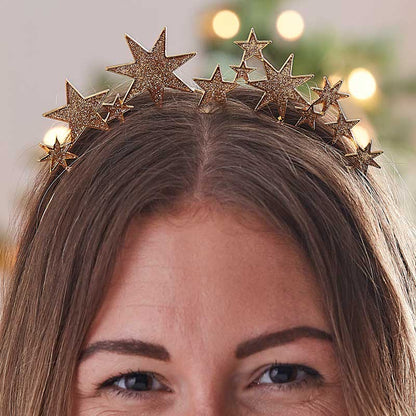 Gold Glitter Metal Star Headband