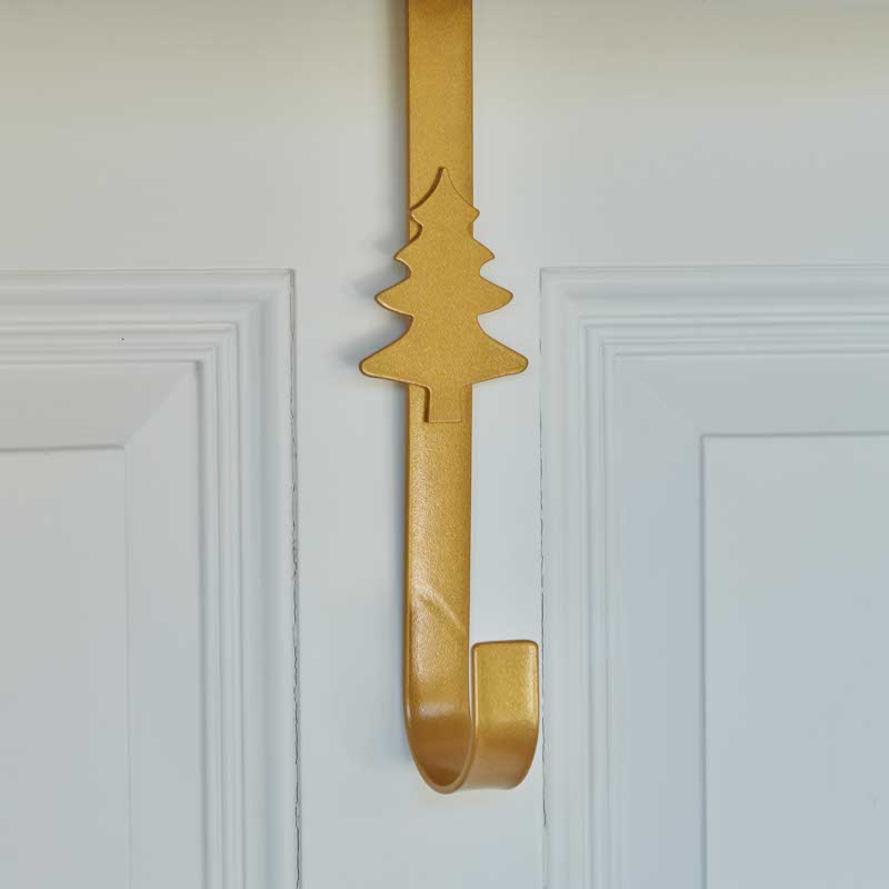 Gold Metal Christmas Tree Wreath Hanger - 30cm