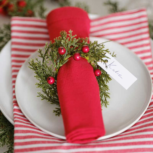Foliage & Berry Christmas Napkin Rings (6pk)