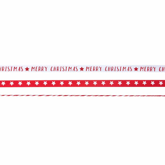 Red & White Merry Christmas Ribbon Kit - 10m