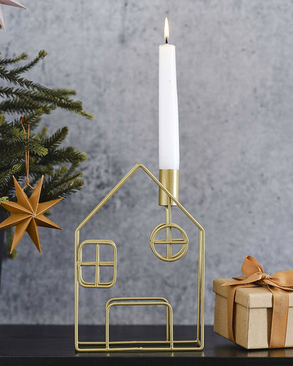 Metal House Dinner Candle Holder