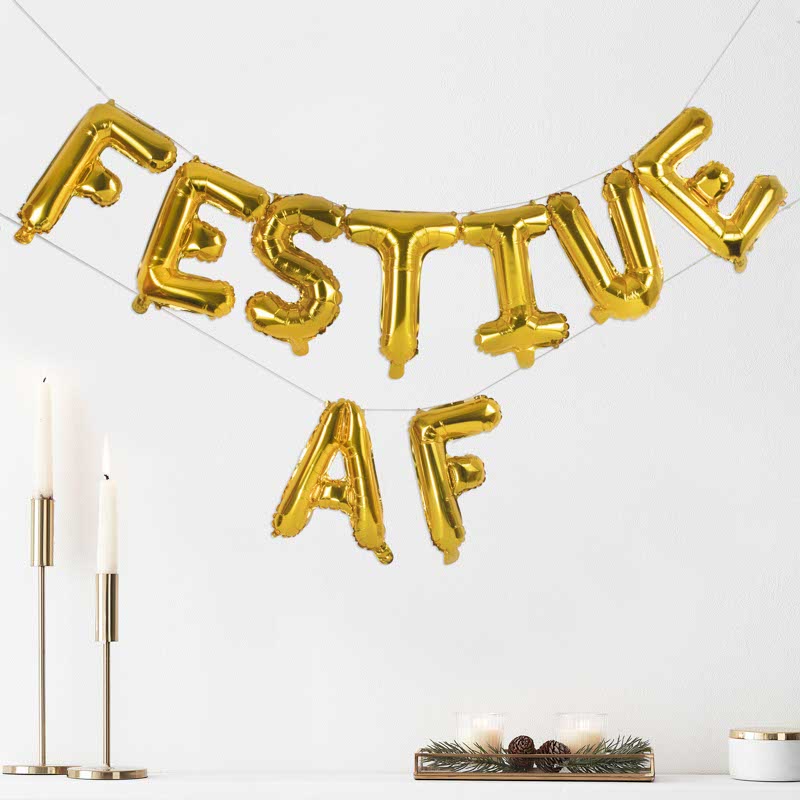 Gold Festive AF Balloon Bunting - 16" Foil – product image 1
