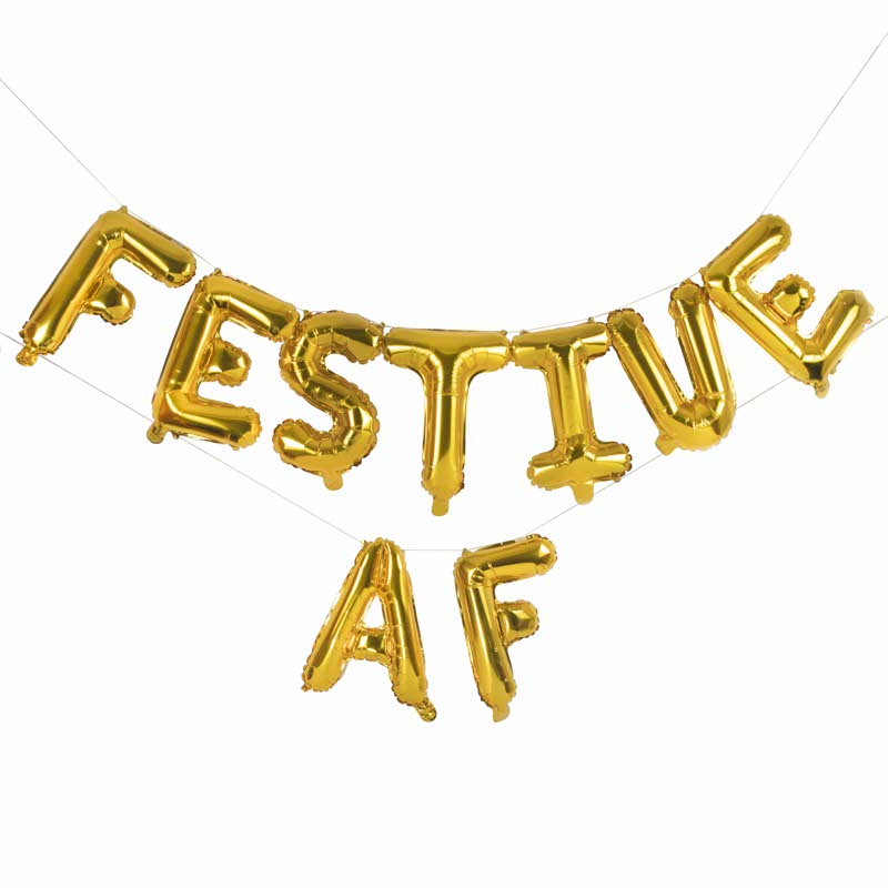 Gold Festive AF Balloon Bunting - 16" Foil – product image 2