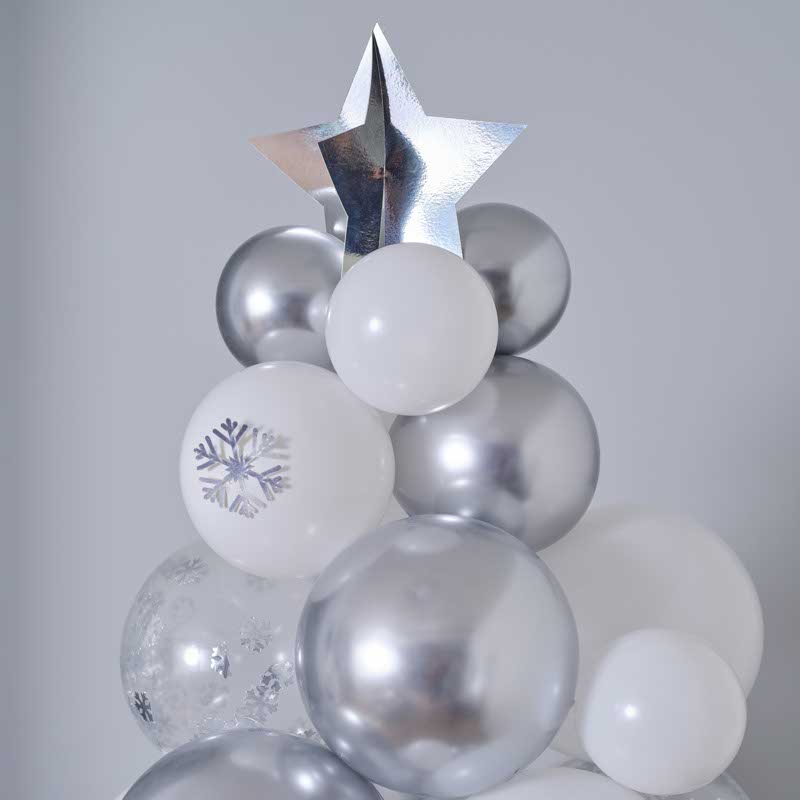 Silver, Chrome & Confetti Balloon Christmas Tree - 110 Balloons – product image 2