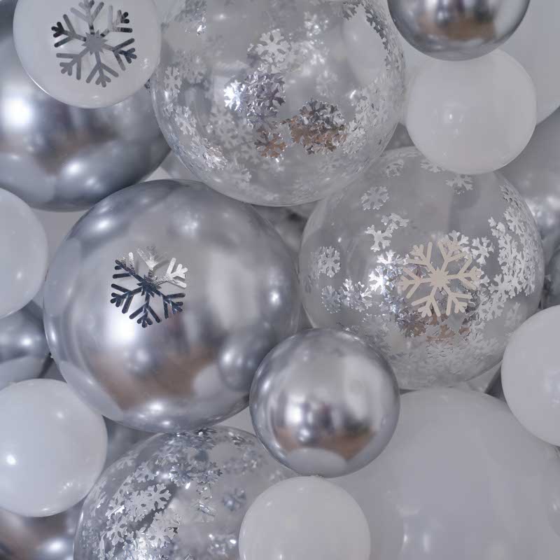 Silver, Chrome & Confetti Balloon Christmas Tree - 110 Balloons