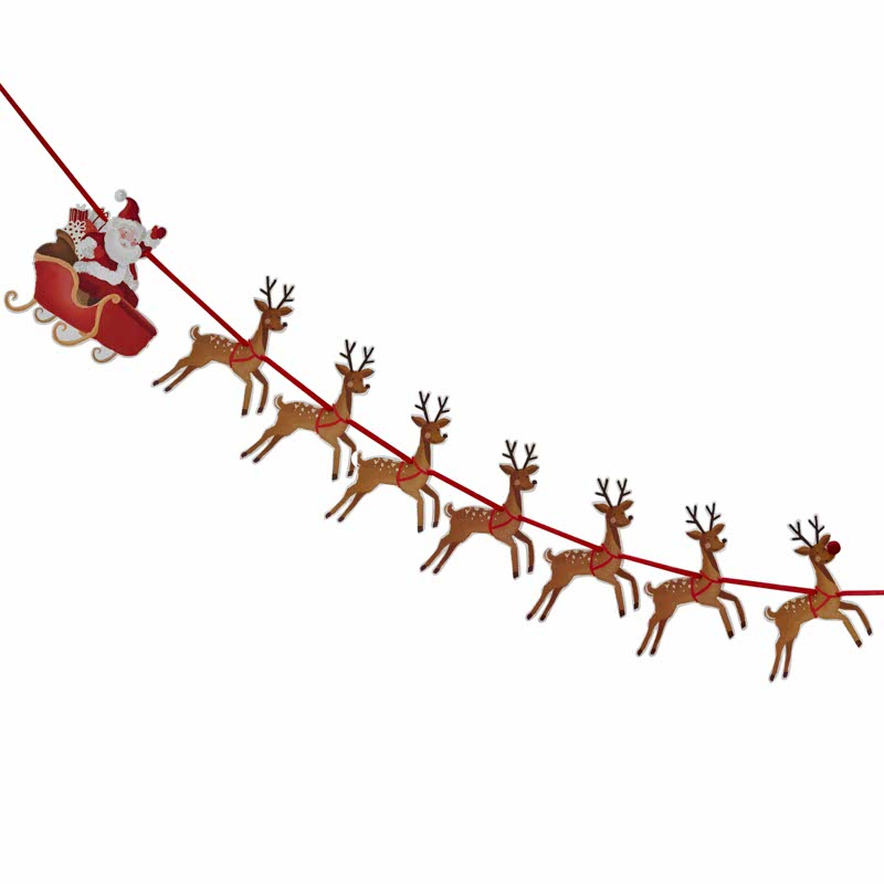 Reindeer & Santa Sleigh Christmas Bunting - 1.8m – product image 2