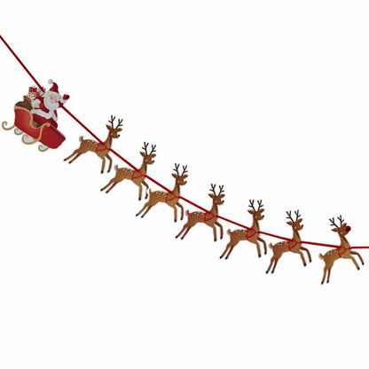 Reindeer & Santa Sleigh Christmas Bunting - 1.8m