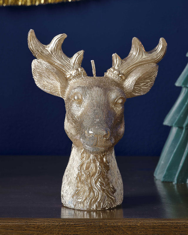 Gold Stag Head Candles - 16cm