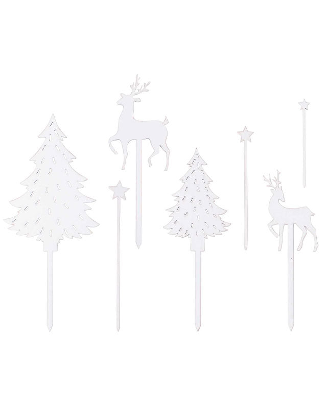 White Wood Festive Scene Cake Topper