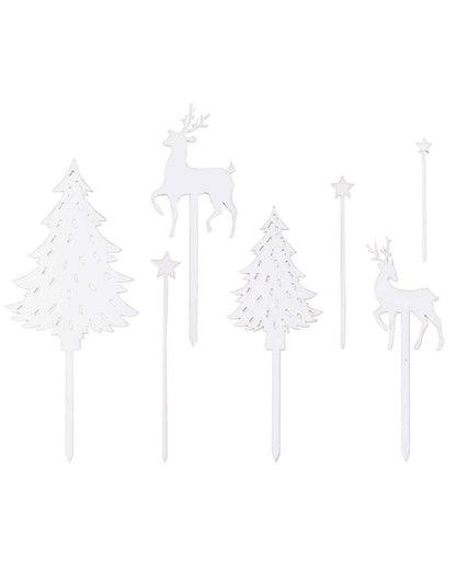 White Wood Festive Scene Cake Topper