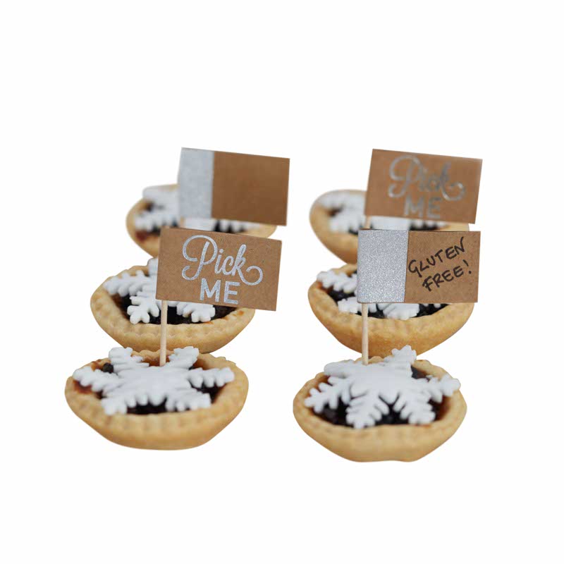 Festive Silver Foiled Cake Picks (12pk) – product image 2