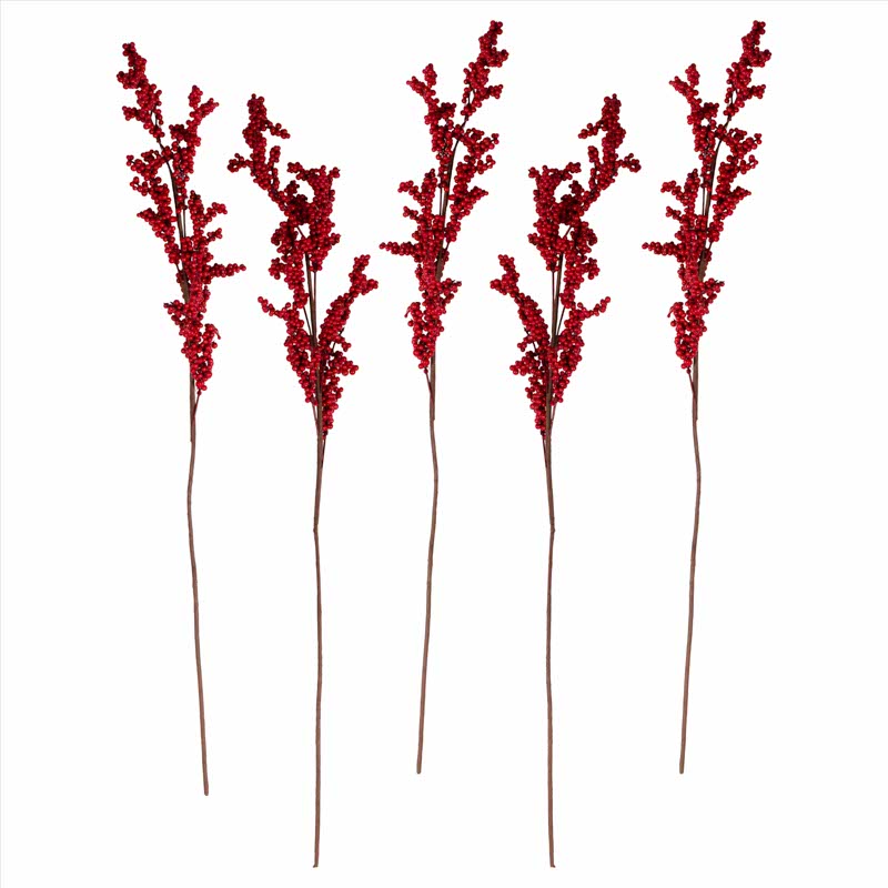 Red Berry Stems Christmas Foliage - 75cm (5pk)