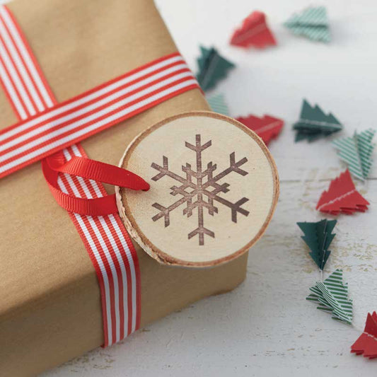 Wooden Round Snowflake Hanging Tree Decorations (6pk)