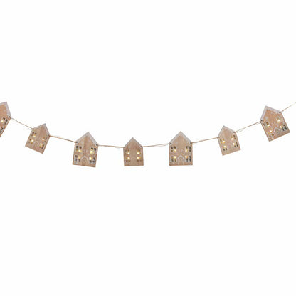 Wooden House Bunting With Light Up Windows - 2m