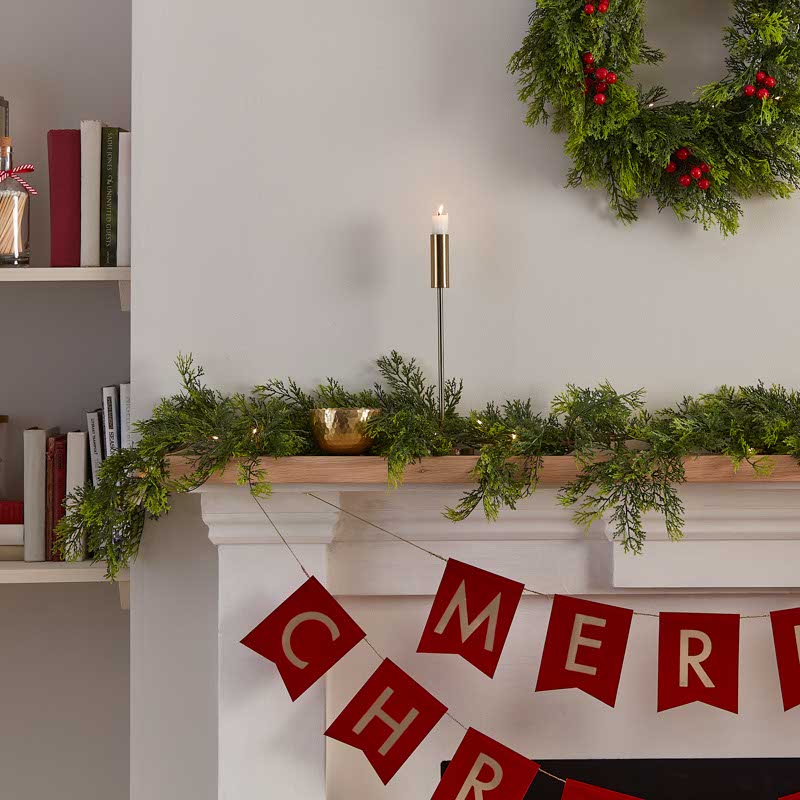 Pine Foliage Christmas Garland with Lights - 1.8m