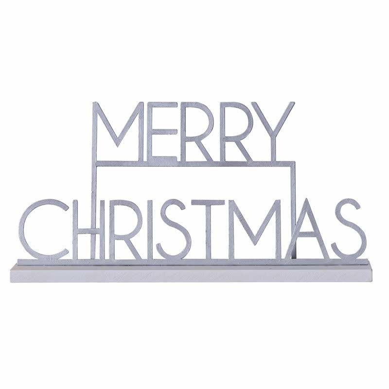Silver Metal Merry Christmas Sign - 24cm x 38cm