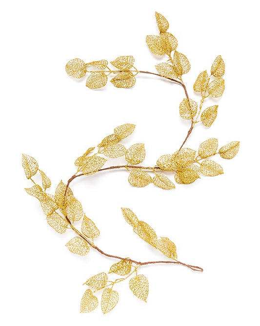 Gold Glitter Leaf Garland - 1.5m
