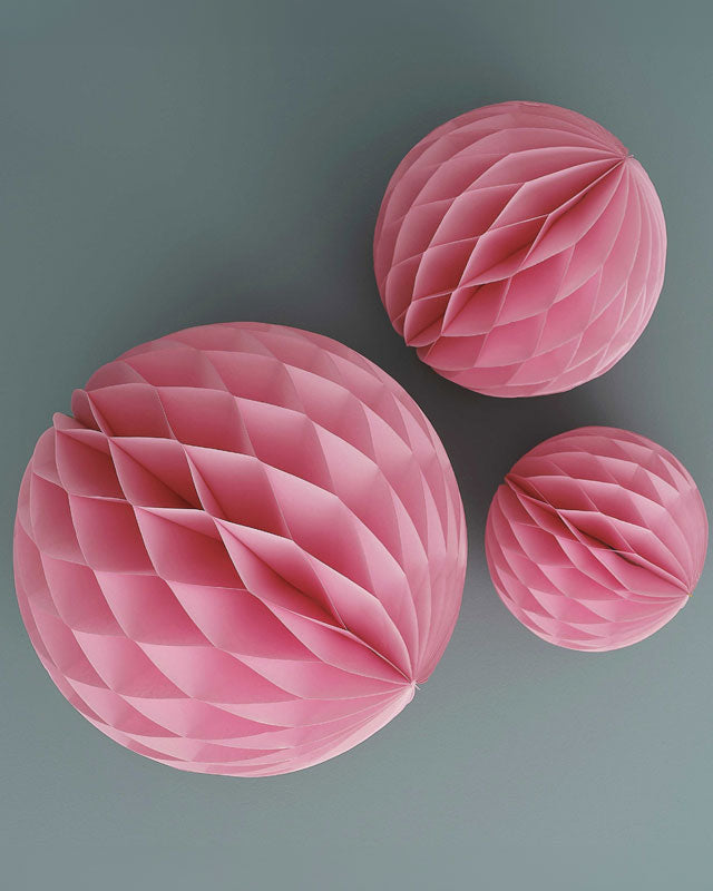 Light Pink Paper Honeycomb Hanging Decorations (3pk)